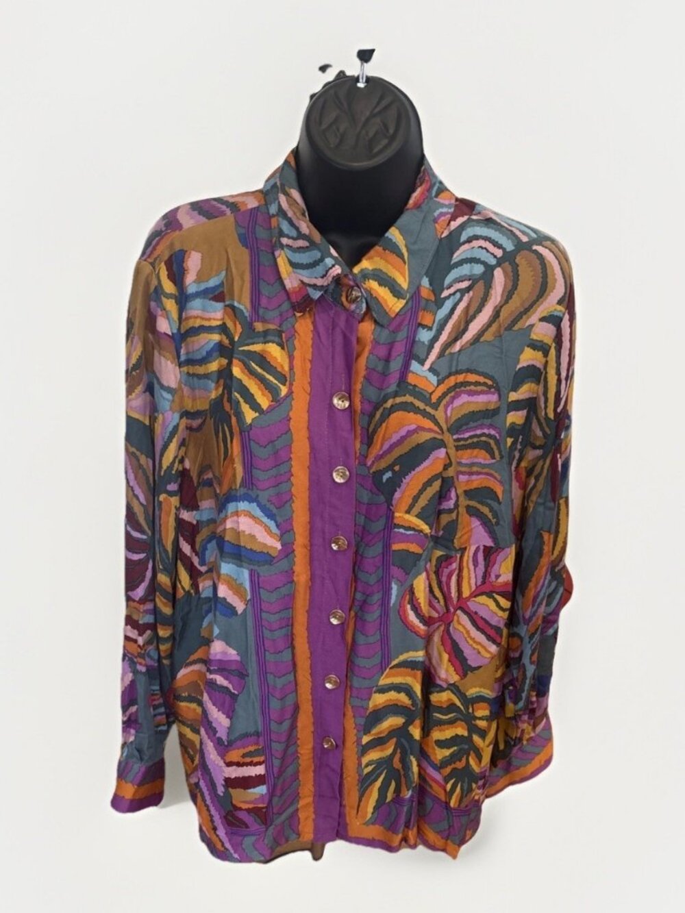 Vintage Haute Hippie STYLE Tropical Long Sleeve Top M/L